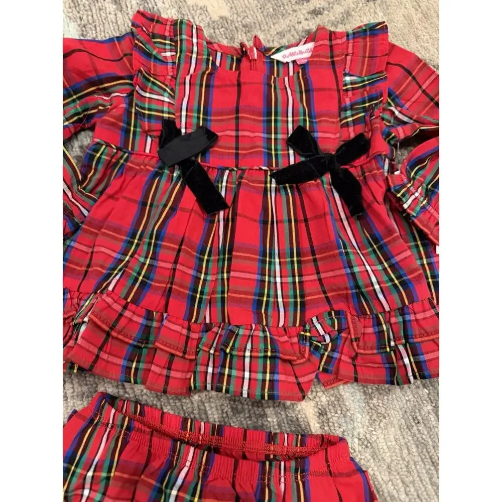 Rufflebutts Red Plaid Dress & Bloomer Set Christmas 6-12 Months NWT $50